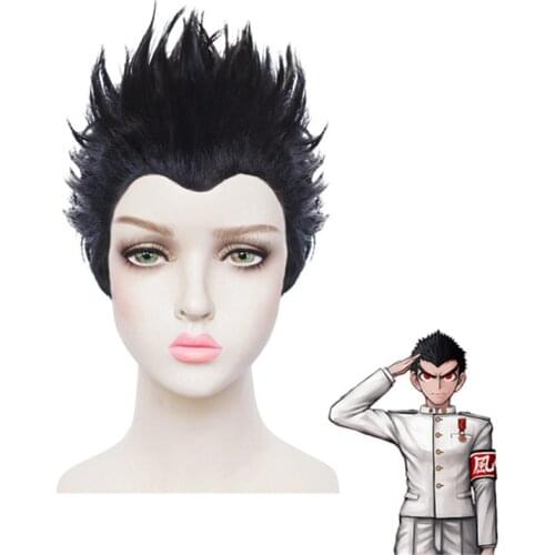 Dangan Ronpa Kiyotaka Ishimaru Wigs Cosplay Costumes Danganronpa Men Boys Black Heat Resistant Synthetic Hair Wigs