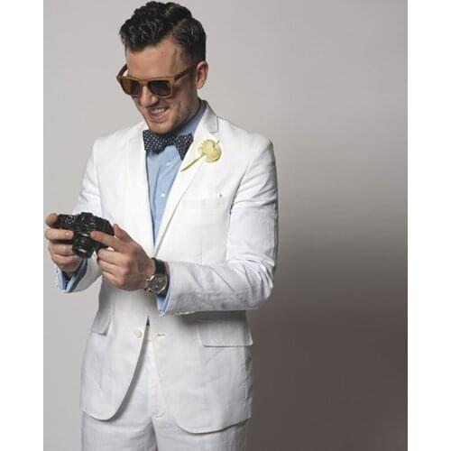 Jacket+Pants) New Arrival White 2 Piece Groom Tuexdos For Wedding Formal Prom Suit Party Evening Blazer Custom Made