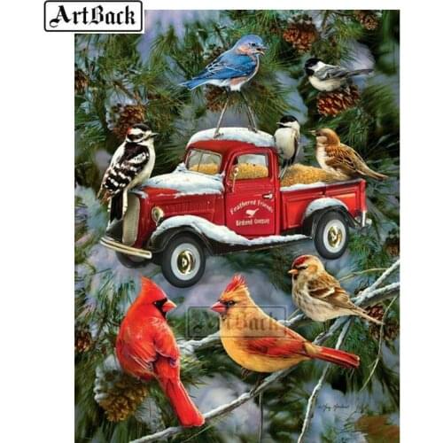 Full square / round drill snow diy diamond painting bird car 3D diamond embroidery resin rhinestone mosaic