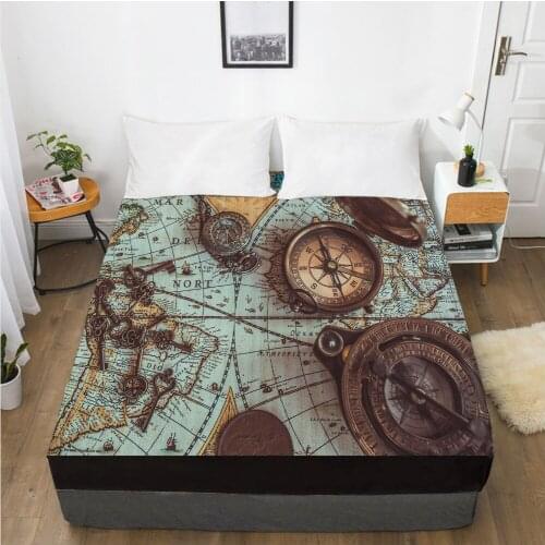 Luxury Elastic fitted sheet bed sheet With An Elastic Band Mattress Cover 150x200 Customizable size Bed cover for home compass