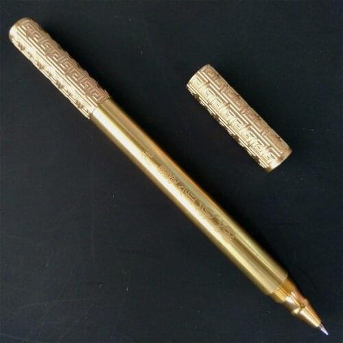 EDC New Gold Brass Pen Handmade Brass Pen Gift Metal Signature Pen Original Design Tactical Self-defense Copper Pen Box Pencil