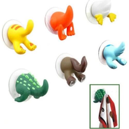 1pcs Cartoon Lovely Animal Tail Rubber Sucker Hook Key Towel Hanger Holder Hooks Clothing Key Hanger Wall Kitchen Accessories