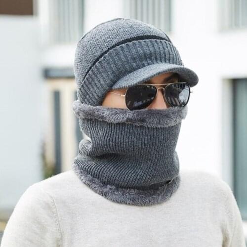 WolFAce Letter Cap Scarf For Men Knitted Hat Cap Male Plus Gorras Bonnet Warm Wool Thick Winter Hats For Men Women Beanie Hat