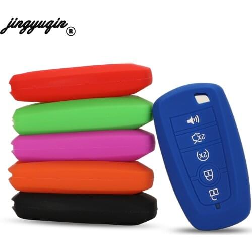 Silicone 5 Buttons Silicone Smart Remote Car Key Case Cover Fob For Ford Edge Fusion Explorer Mustang Bronco F-Series Protector