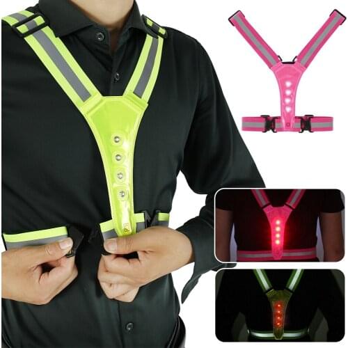 Cycling LED Signal Vest Bike Safety Reflective Signal Light Night Sports Running Lighting Vest Safety Light Up Warning Vest