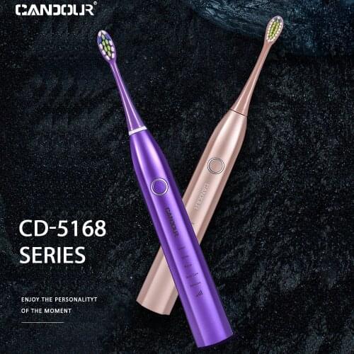 CANDOUR CD-5168 Sonic Toothbrush Rechargeable electric Toothbrush IPX8 Waterproof 15 Mode With 8 brush Travel box Best Gift