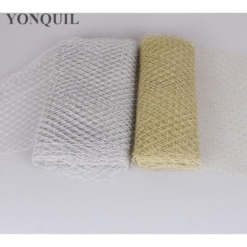 Free Shipping 10 Yards Per Lot Silver Gold Birdcage Veil 23CM Width Russian Veiling DIY Hair Accessories Netting Wedding Veils