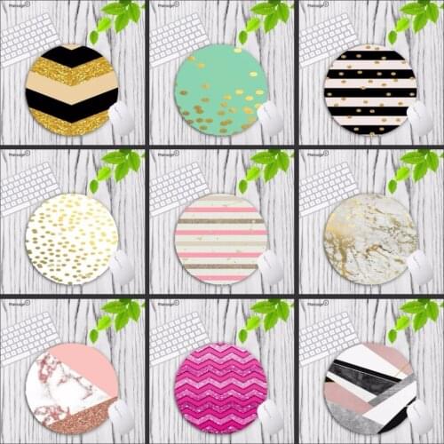 XGZ Top Quality Modern Faux Gold Glitter Marble Mousepads Gamer Gaming Mouse Pads Round Mousepad Small Rubber 20X20CM Mouse Mat