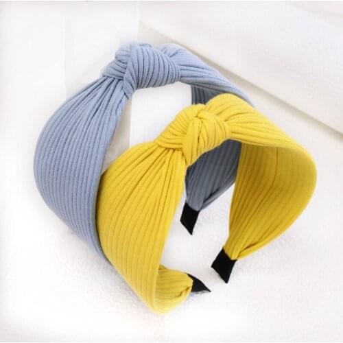 Explosion headwear wide-brimmed fabric solid color knitted fabric knotted headband high-end boutique headband hair accessories