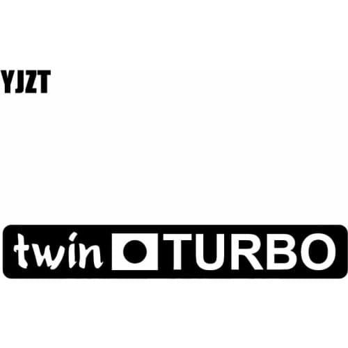 YJZT 13CM*2CM Decal Fast Funny Vinyl Car Sticker Racing Twin Turbo Black Silver C10-00934