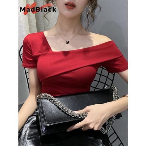 European Clothes Fashion Asymmetrical Hollow Out T-shirt Women 2020 New Summer Back Tops Ropa Mujer Bottoming Shirt Tees T02210