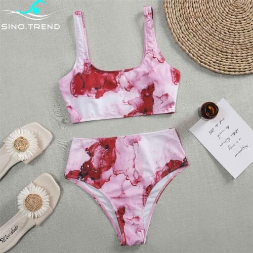 New 4 Color Tie Dye Female Swimsuit High Waist Bikini Set Women Push Up Swimwear Two-pieces Bather Bathing Suit Swim Lady