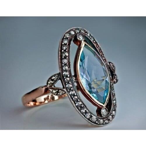 2019 New High Quality Rose Gold Horse Eyes Micro Inlaid Zircon Engagement Wedding Rings For Women Fashion Gift Jewelry Wholesale