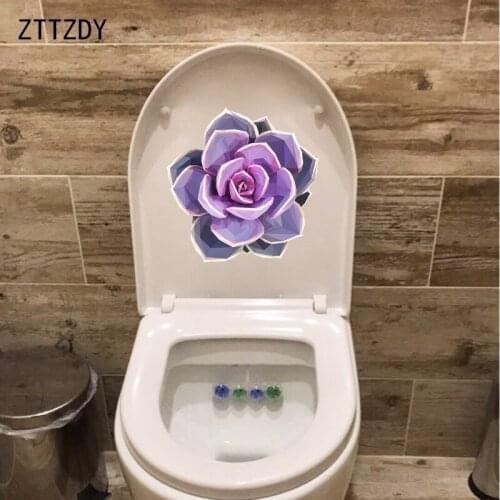 ZTTZDY 22.4×23CM Purple Succulent Modern Art Wall Sticker Home Room Decor WC Toilet Decals T6-0046