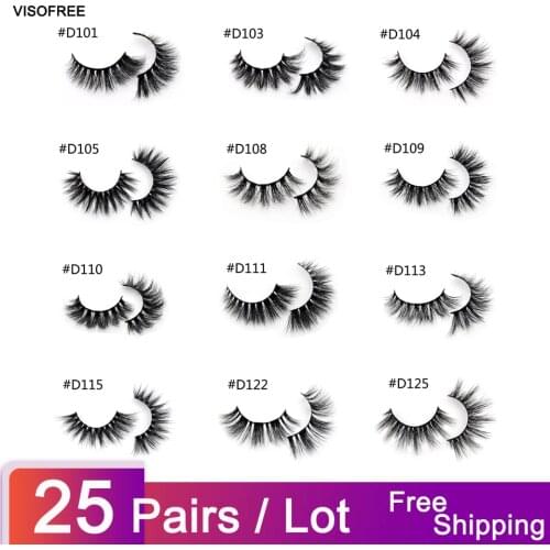 25pairs/lot Visofree Mink Eyelashes 3D Mink Lashes Thick HandMade Full Strip Lashes Cruelty Free Luxury Makeup Dramatic Lashes