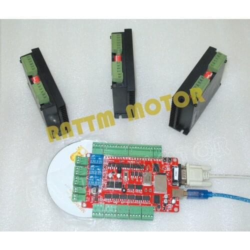 3 Axis CMC controller kit 4 Axis USBCNC breakout board with 3pcs FMD2740C Stepper motor driver 12-50VDC /128 microstep /4A