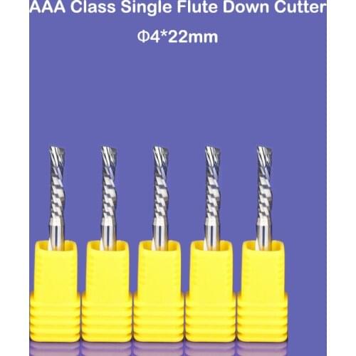 5pcs/set 4 * 22 Tungsten Solide Carbide Single Flute Sprial Bits Left Hand Down Cutting Tools Left Cutting Bits