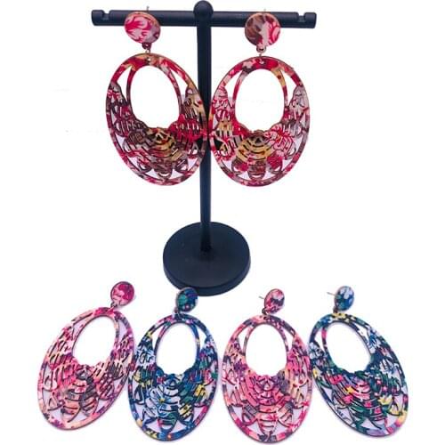 Free Shipping!2021 Summer Flower Color Round Fabric Wooden Earrings can mixed colors