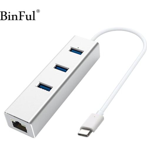 BinFul USB C HUB Type-C to HUB 1000M RJ45 Adapter with USB-C USB Port Splitter for MacBook Pro Huawei Mate 10 USB 3.0 HUB