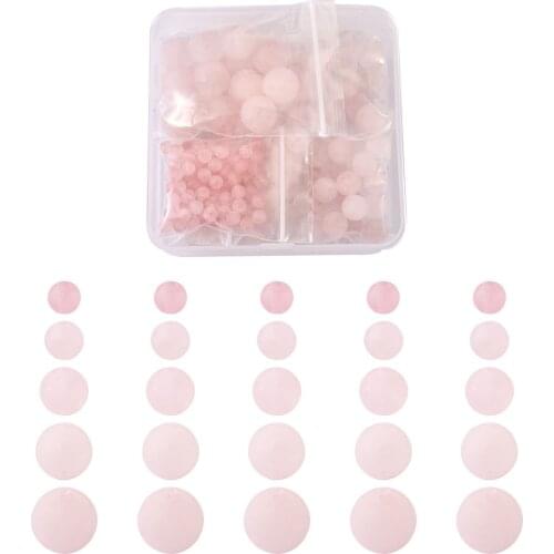 1 Box Pandahall Natural Rose Quartz Beads Dyed/Undyed Round Gemstone Beads for DIY Jewelry Making Bracelets Necklaces Hole: 1mm