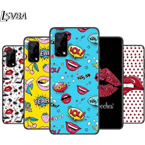 Red Lip Art Silicone Cover For Realme V15 X50 X7 X3 Superzoom Q2 C11 C3 7i 6i 6s 6 Global Pro 5G Phone Case