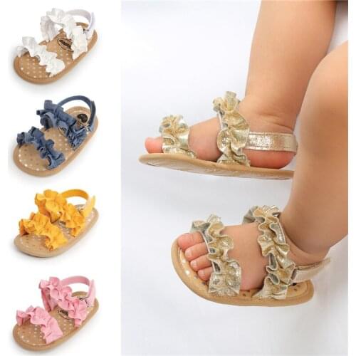 0-18M Baby Girls Fashion Kid First Walking Shoes Flats Ruffle Summer Outdoor Slippers Childrens Sandals Toddlers Princess