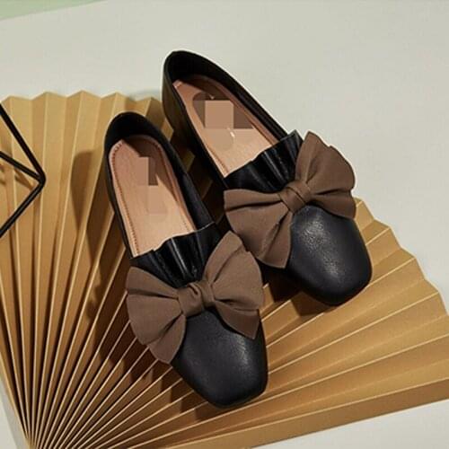 Breathable summer Womens Flat single shoes womens bow fashion loafer shoes