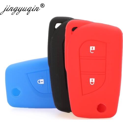 Jingyuqin 30pcs Silicone 2 Buttons Car Key Case Cover For Toyota Hilux Corolla avensis Prado Fortuner RAV4 CHR Auto Accessories