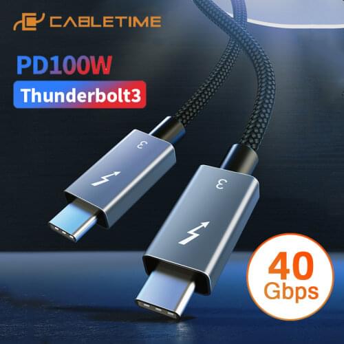 CABLETIME Type C Thunderbolt 3 Cable PD 100W 40Gbps USB C Cable Certified Super Data Transfer for Macbook pro Matebook X 13 C274