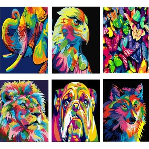 DIY Paintings By Numbers Colorful Animals Kits Paint On Canvas Hand Painted Oil Paint For Modern Home Wall Decor Artwork 40x50cm