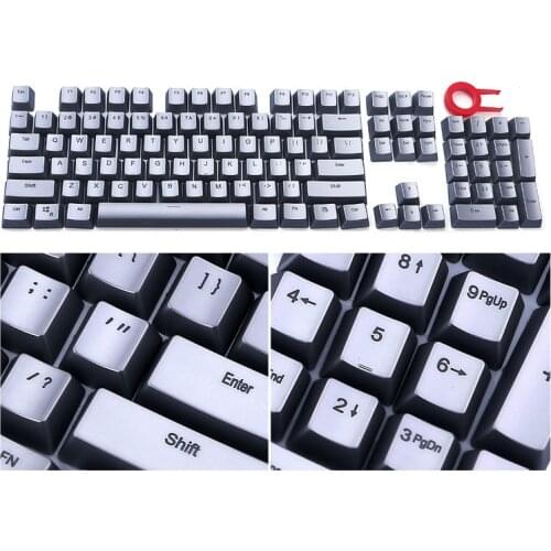 Silver Tone Key caps for Cherry MX Outemu Backlit Mechanical Keyboard 104 Key ABS Keycaps Set with Key Puller