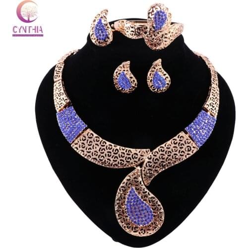 Boho crystal jewelry sets women Trendy necklace for party wedding with earrings statement necklace Hot sale 2017