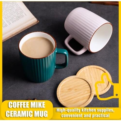 Mug wood Lid Nordic Ins Ceramic mugs Coffee tea milk beer mug Cup home Office Water cup Simple Cute Large Capacity Cup