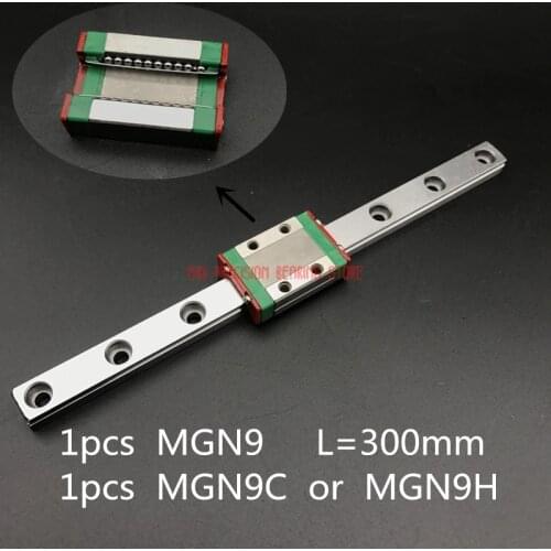 AXK Linear Rail Cnc Router Parts 9mm Linear Guide Mgn9 L= 300mm Rail Way + Mgn9c Or Mgn9h Long Carriage For Cnc X Y Z Axis