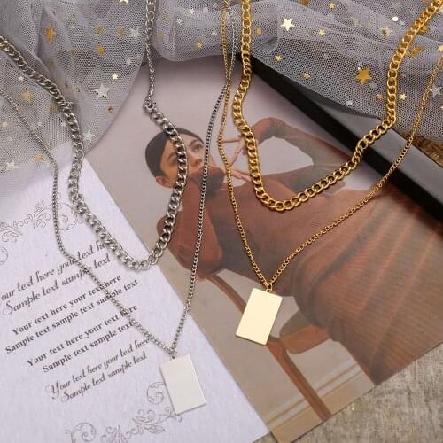 Trendy New Personality Gold Silver Color Metal Necklace Pendant Women Fashion Double Layer Clavicle Chain Necklaces Jewelry
