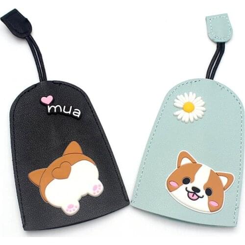 Fashion Cute Corgi Dog Pull Type Key Bag PU Leather Key Wallets Housekeeper Car Key Holder Case New Leather Keychain Pouch