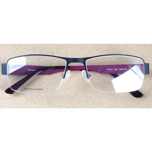 Mens half rim glasses frames for myopia stainless steel half rim