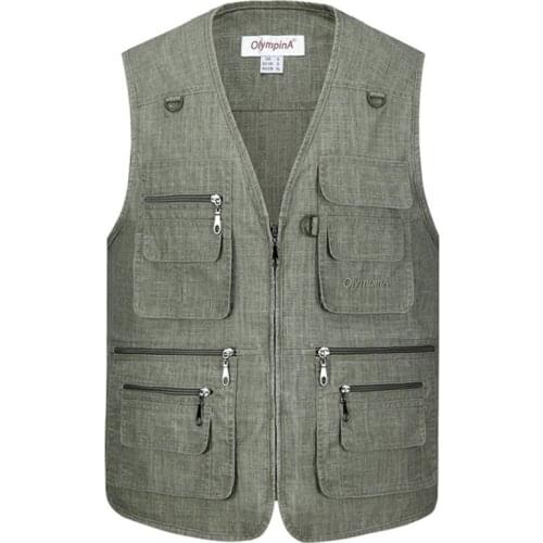 Spring Summer Mens Multi-pocket Fishing Photography Vest Male Outdoor Hunting Hiking Camping Climbing Thin Breathable Waistcoat
