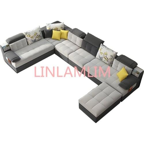 Living Room Sofa set U Home Furniture modern linen hemp fabric sectional sofas American country muebles de sala moveis para casa