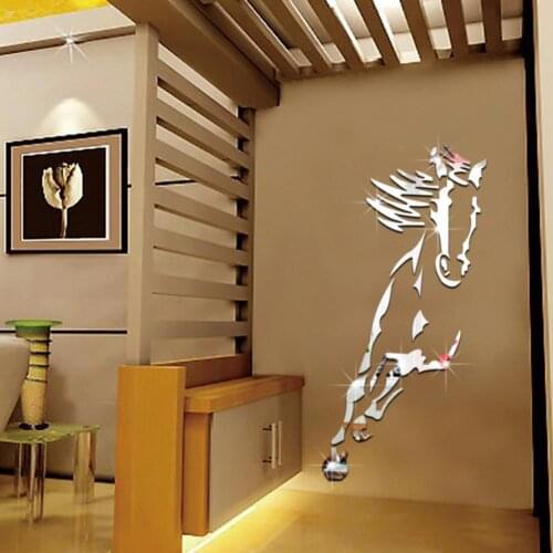Wall Sticker Self-adhesive Eye-catching Acrylic 3D Galloping Horse Animal Smooth Decal Decoration for Living Room