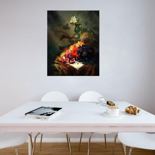 1 Panel Good Quality Fruit Wine and Flowers Oil Handpainted Prints on Canvas Grape Guava Still Life Wall Art Decor for Home Gift