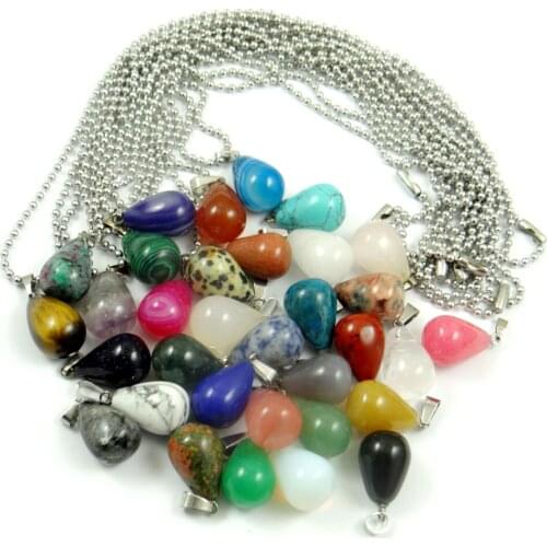 Natural stone Quartz crystal lapis tiger eye Opal lapis Turquoises charm pendant for diy jewelry making Necklace Accessories