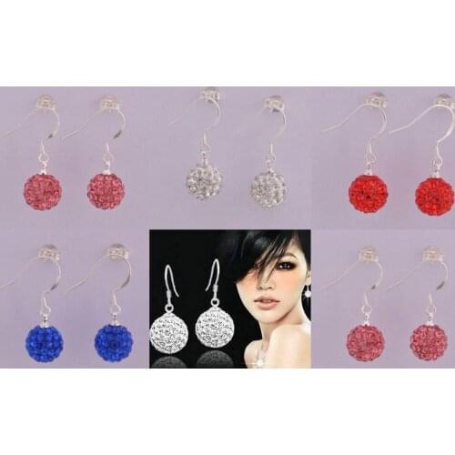 Wholesale!10mm mix factory price new Crystal Beads fashion Silver Plated Drop Earrings Jewelry xf23