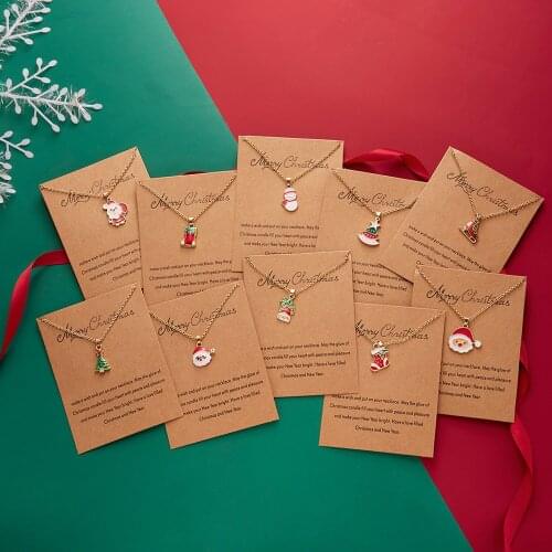 Merry Christmas Tree Choker Necklace For Women Fashion Snowman Star Santa Claus Boots Bells Pendant Clavicle Chain New Year Gift