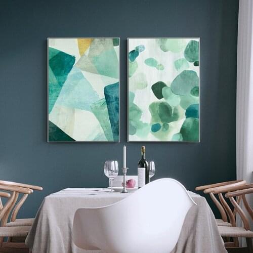 Simple Art Green Stone Geometric Color Block Matching Entrance Canvas Poster Print Wall Pictures Abstract Living Room Home Decor