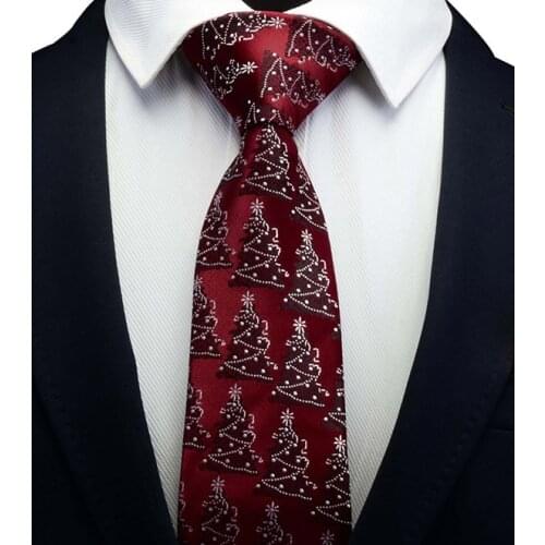 Christmas Ties for Men Silk Ties Classic Neck Tie for Festival Gift Mens Fashion Novelty Necktie 8cm Red Green Tree Snowflake