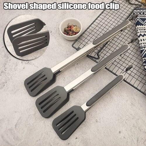 Silicone Stainless Steel Food Tongs Non-slip Cooking Tools Salad BBQ Tools Kitchen Accessories xqmg BBQ Tools Kitchen Dining bar