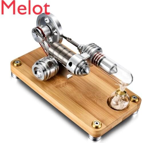 Startable Balance Type Metal Cylinder Stirling Engine Generator Miniature Mini External Combustion Engine Model Double Cylinder