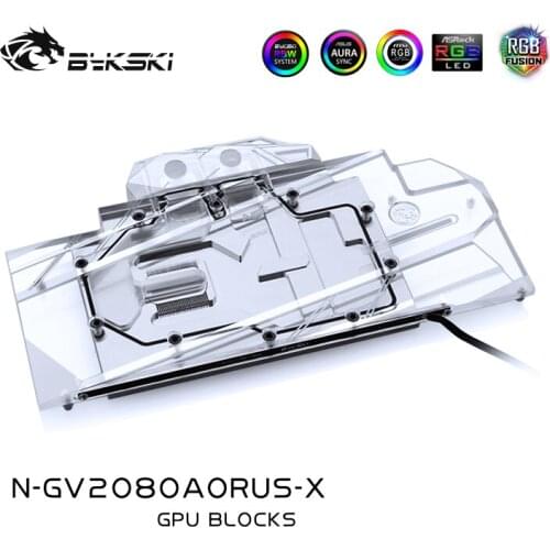 Bykski Water Block use for GIGABYTE AORUS RTX2080 Xtreme 8G / N2080AORUS /2070 Full Cover Copper Radiator Block / RGB Light AURA