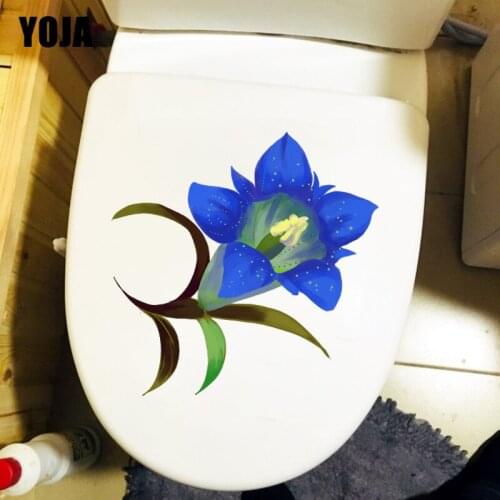 YOJA 22.7X23.7CM Gentian Plant Blue Flower Bathroom Toilet Decor Home Wall Sticker Decal T1-1922